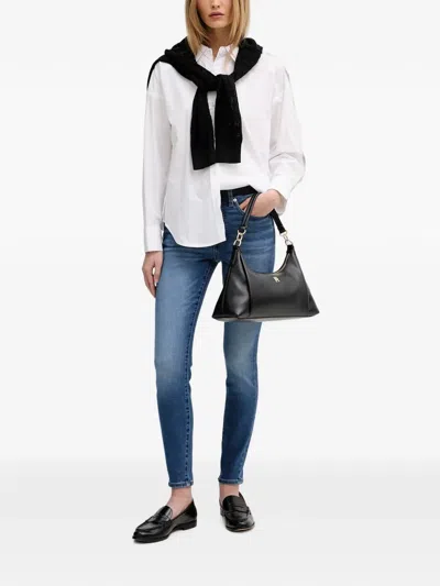Dkny Elasticated-waist Buttoned Shirt In White