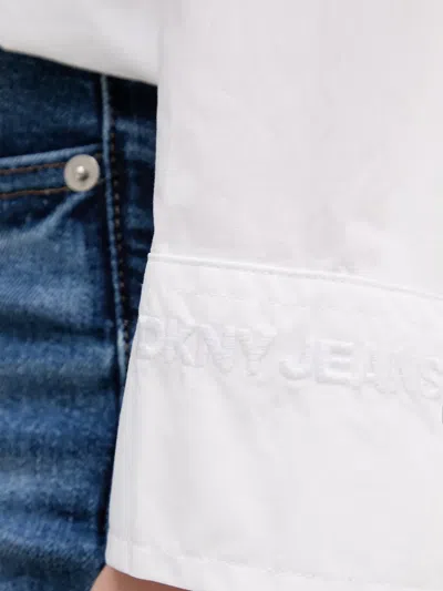 Dkny Elasticated-waist Buttoned Shirt In White
