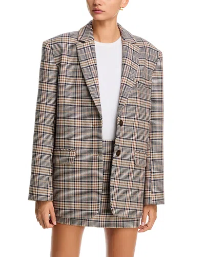 Anine Bing Quinn Check-pattern Single-breasted Blazer In Multi