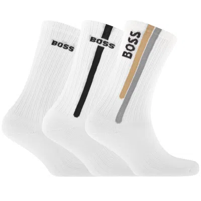 Hugo Boss Boss Active 3 Pack Quarter Socks White In White