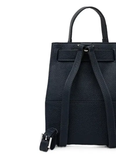 Silvian Heach Pebbled Leather Turn-lock Backpack In Blue