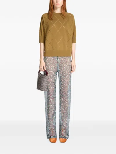 Dries Van Noten Elasticated Silk Pants In Blue