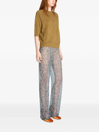 Dries Van Noten Elasticated Silk Pants In Blue