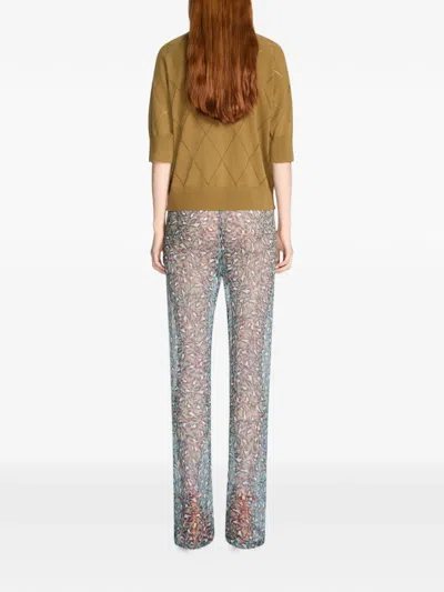 Dries Van Noten Elasticated Silk Pants In Blue