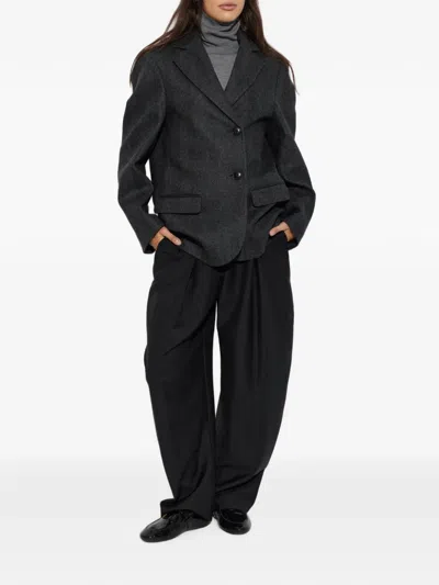 Rohe Double-breasted Herringbone Blazer In Gray