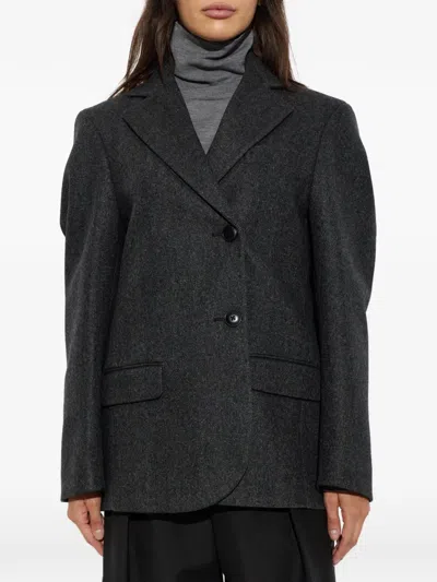 Rohe Double-breasted Herringbone Blazer In Gray