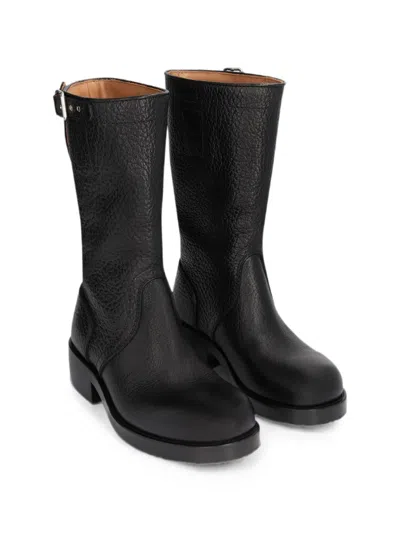 Dries Van Noten Mid Calf Boots Chunky Heel Closed Toe In Black