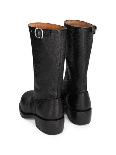 Dries Van Noten Mid Calf Boots Chunky Heel Closed Toe In Black