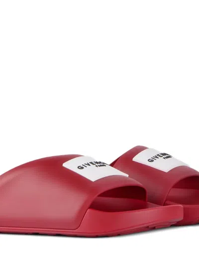 Givenchy Logo-patch Slides In Red