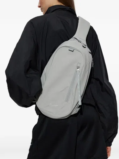 Nike Logo-embroidered Backpack In Gray
