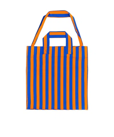 Sunnei Shopper Bag With Striped Pattern In Blue