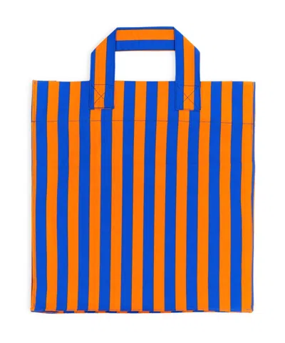 Sunnei Shopper Bag With Striped Pattern In Blue