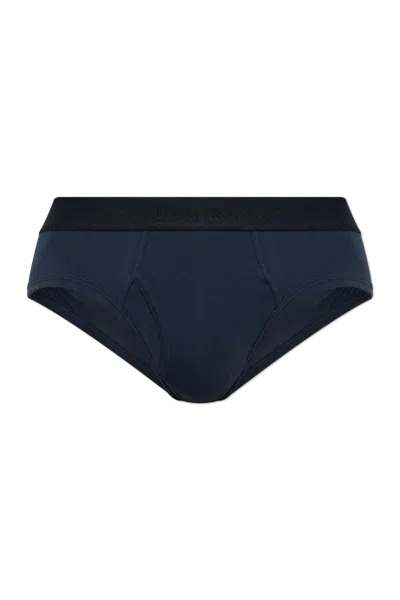 Tom Ford Logo-waistband Briefs In Blue