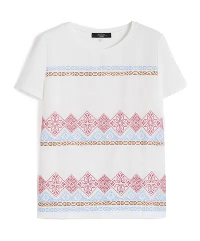 Weekend Max Mara Embroidered Linen And Stretch Cotton Jersey T-shirt In White