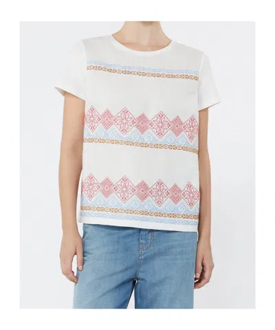 Weekend Max Mara Embroidered Linen And Stretch Cotton Jersey T-shirt In White