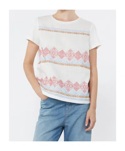 Weekend Max Mara Embroidered Linen And Stretch Cotton Jersey T-shirt In White