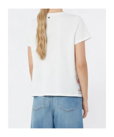 Weekend Max Mara Embroidered Linen And Stretch Cotton Jersey T-shirt In White