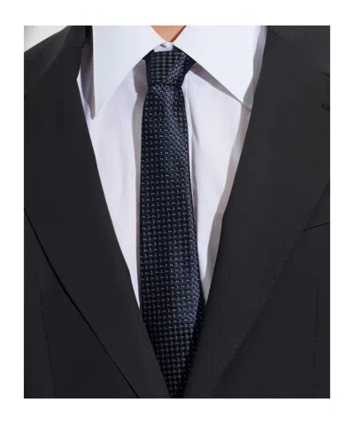 Giorgio Armani Geometric-pattern Tie In Blue