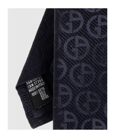 Giorgio Armani Silk Tie Regular Width Traditional Shape In Black