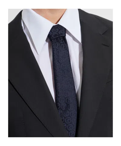 Giorgio Armani Silk Tie Regular Width Traditional Shape In Black