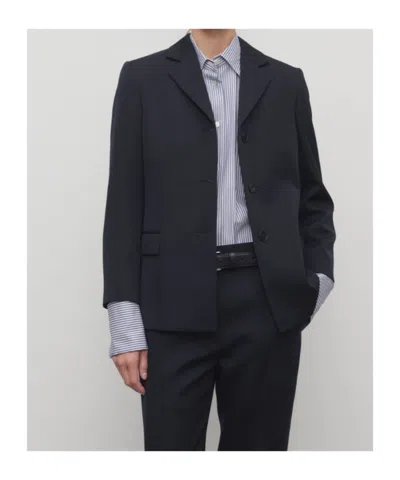 The Row Eudora Wool Blazer In Blue