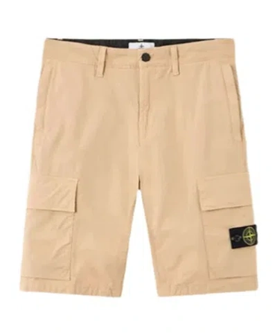 Stone Island Compass-patch Cargo Shorts In Neutral