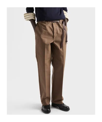 Prada Technical Canvas Pants In Brown