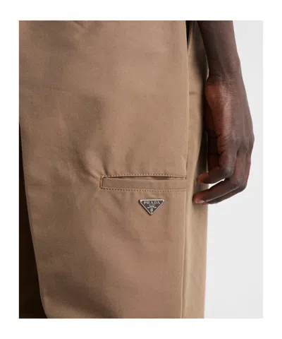 Prada Technical Canvas Pants In Brown
