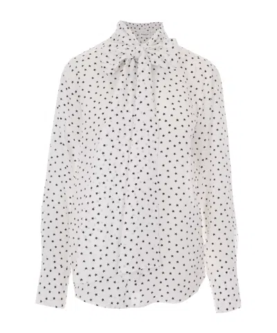 P.a.r.o.s.h Star-print Pussy-bow Blouse In White