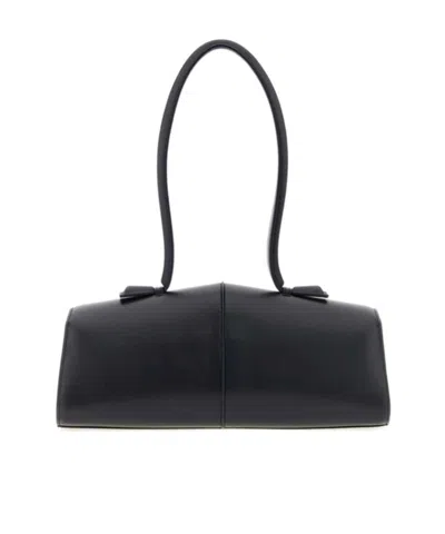 Jil Sander Structured Leather Shoulder Bag In Black