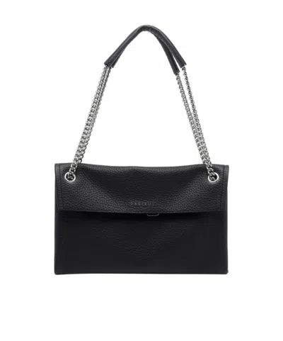 Orciani Small Venus Leather Shoulder Bag In Black