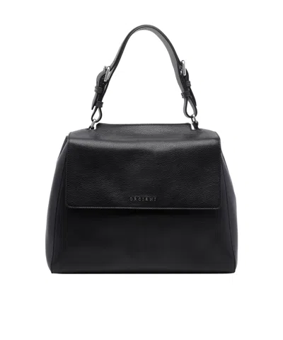 Orciani Sveva Leather Medium Handbag In Black