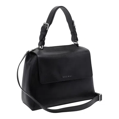 Orciani Sveva Leather Medium Handbag In Black