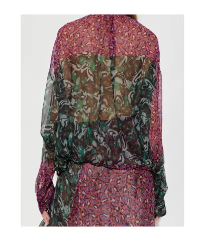 Dries Van Noten Multicolor Silk Blouse With Statement Pattern In Pink