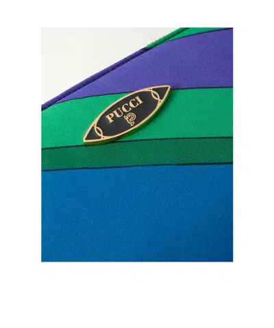 Pucci Printed Shell Clutch In Blue