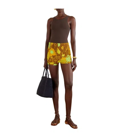 Tibi Kamara Printed Crepon Skort In Brown