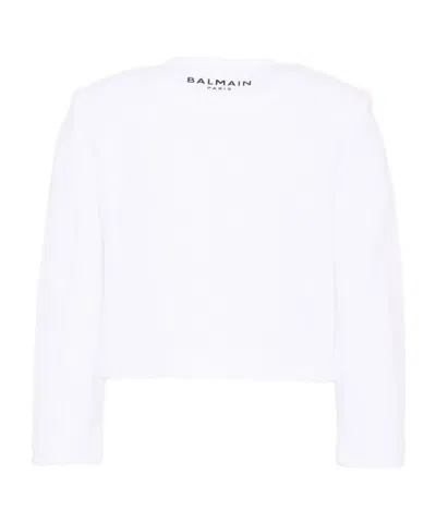 Balmain Buttoned Cotton Jacket In White