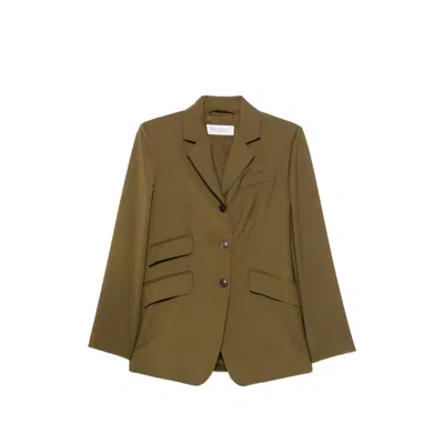 Max Mara Single-breasted Notched-lapels Jacket In Green