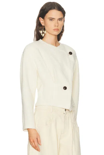Isabel Marant Suna Asymmetrical Virgin Wool Blend Jacket In White