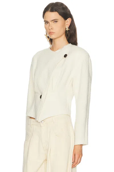 Isabel Marant Suna Asymmetrical Virgin Wool Blend Jacket In White