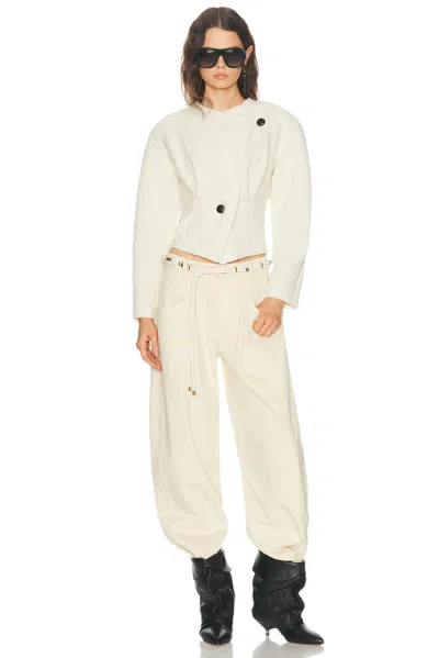Isabel Marant Suna Asymmetrical Virgin Wool Blend Jacket In White