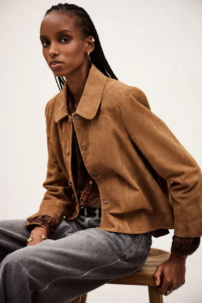 Ba&sh Long Sleeves Peter Pan Collar Jacket Milas For Women In Brown