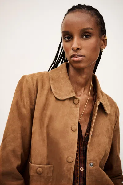 Ba&sh Long Sleeves Peter Pan Collar Jacket Milas For Women In Brown