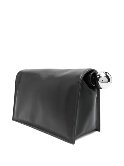 Jacquemus Rectangular Lamb Leather Clutch With Rolled Handle In Black