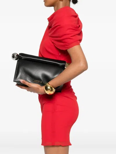 Jacquemus Rectangular Lamb Leather Clutch With Rolled Handle In Black