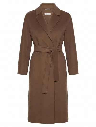 Max Mara Lace-up Coat In Brown