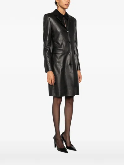 Gucci Leather Single-breasted Coat In Multi