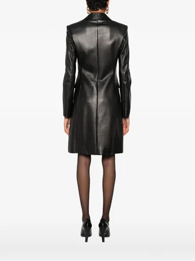 Gucci Leather Single-breasted Coat In Multi
