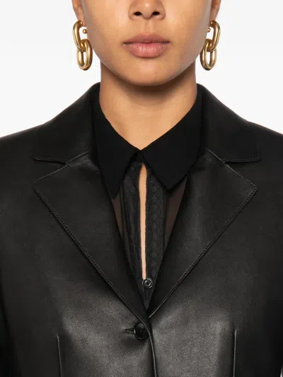 Gucci Leather Single-breasted Coat In Multi