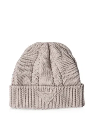 Prada Wool Beanie In Neutral